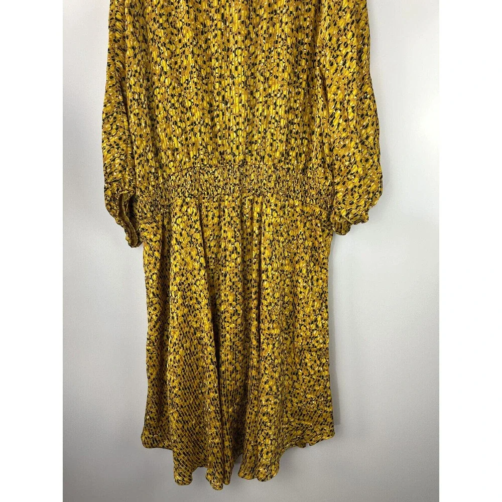 by Anthropologie Marigold Midi Dress Smocked V-Neck Gold Women's Plus Size 3X - Picture 6 of 14